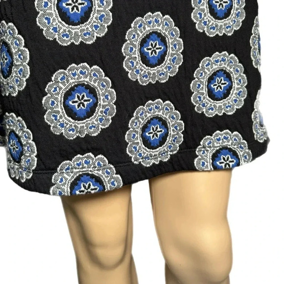 Ann Taylor LOFT A Line Dress Black Medallion 3/4 Sleeve Embroidered Mini Size M - Picture 9 of 15